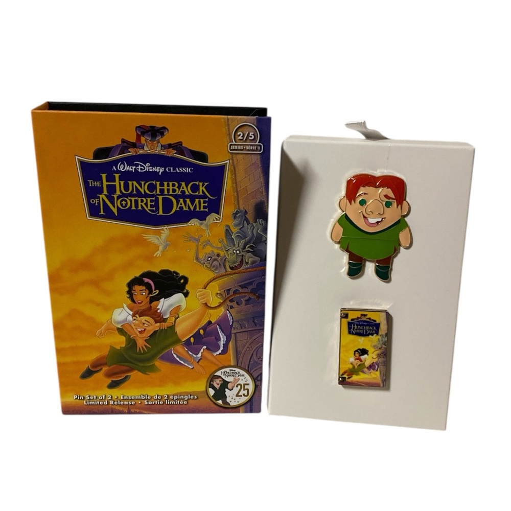 Hunchback Of Notre Dame Pin Set Quasimodo VHS Collection Series 1 2/5 Disney New